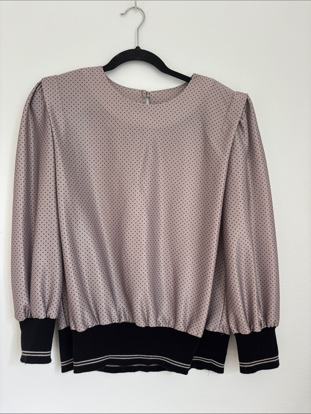 Vintage Women’s Polka Dot Long Sleeve Pullover Top - Pink Good Times Made in US